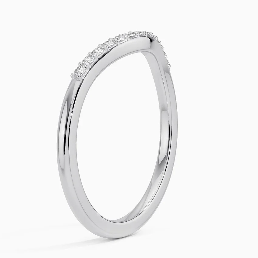 V Shape Diamond Ring, Chevron Wedding Band, Minimalist Stackable Ring