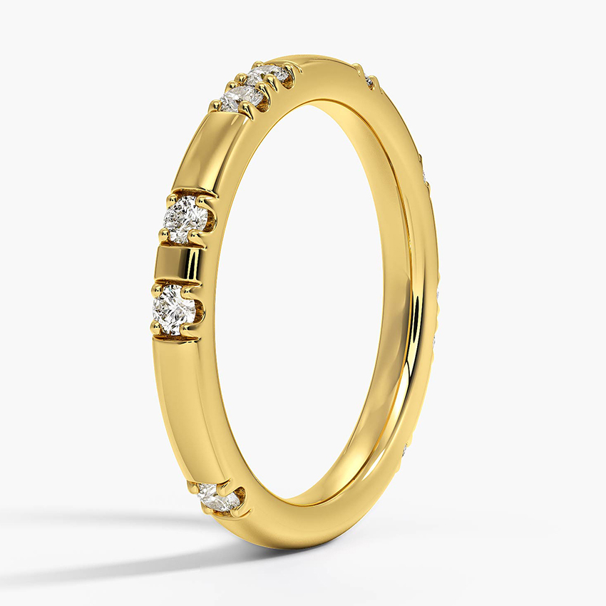 Minimalist Diamond Wedding Band Ring, Slim Gold Diamond Ring, Half Eternity Band