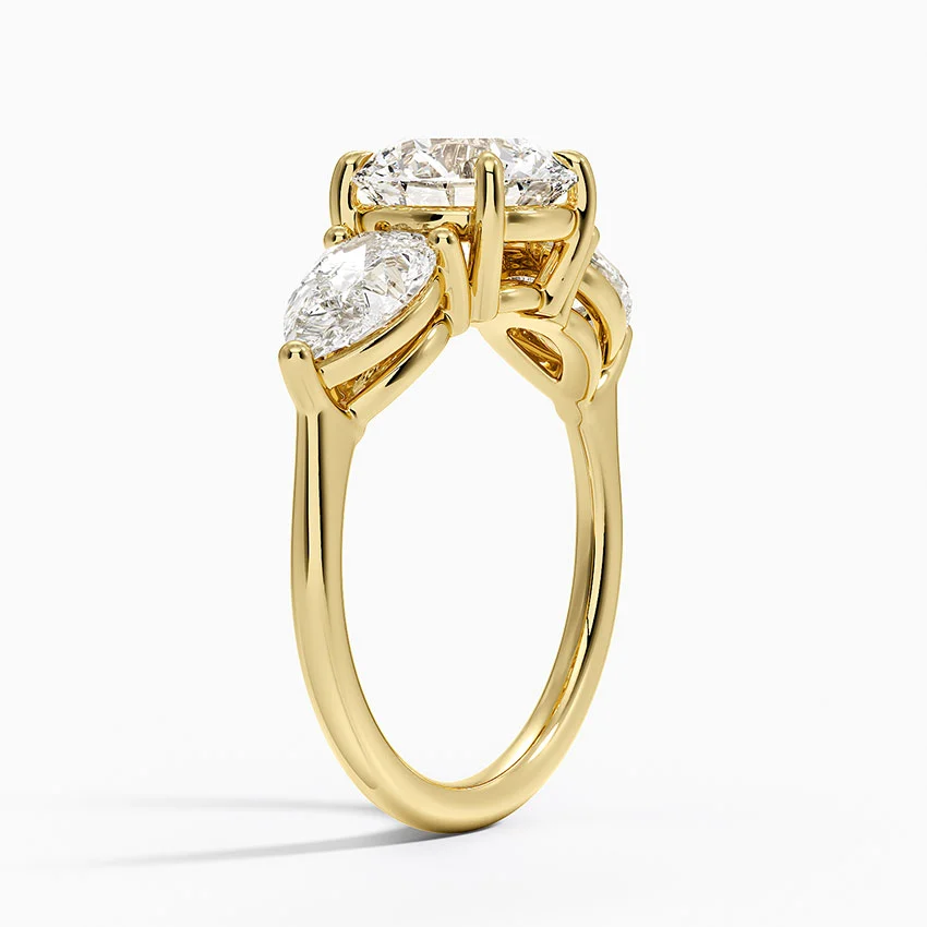 Three Stone Diamond Engagement Ring, Solid Gold Promise Ring, Three Stone Diamond Engagement Ring,
