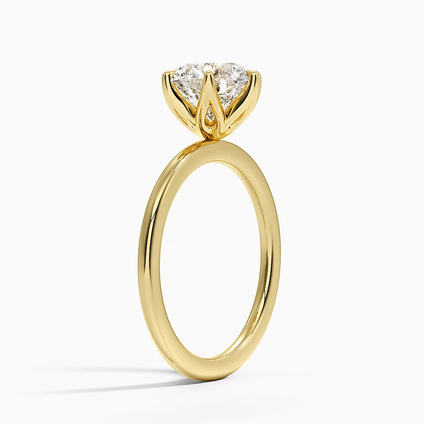 Round Cut Solitaire Diamond Engagement Ring, 6 Prong Classic Ring, Minimalist Bridal Ring