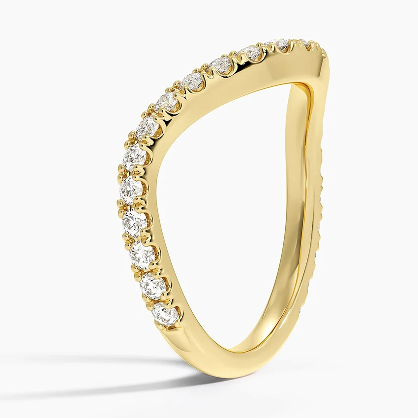 V Shape Diamond Ring, Chevron Diamond Band, Minimalist Wedding Ring