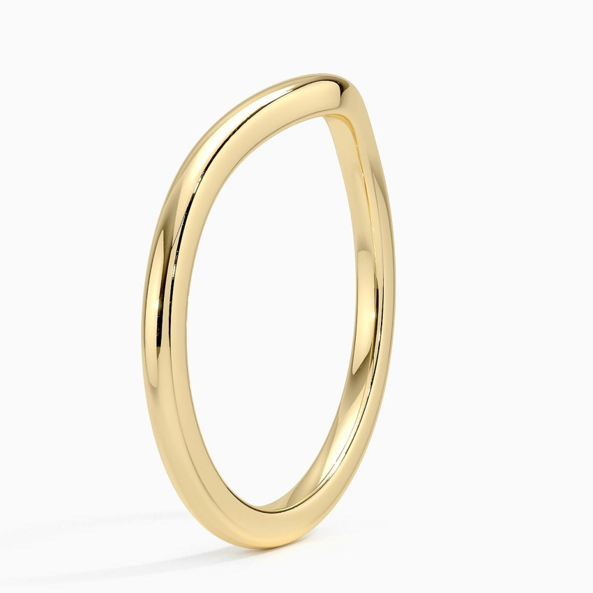 Minimalist Chevron Wedding Band, V Shape Gold Ring, Curved Stacking Ring