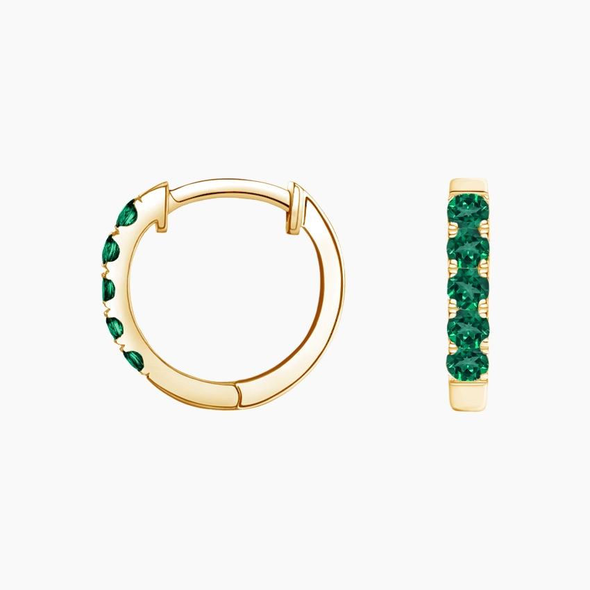 Emerald Huggie Hoop Earrings