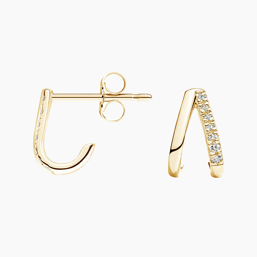 Diamond Curved Huggie Hoop Earrings