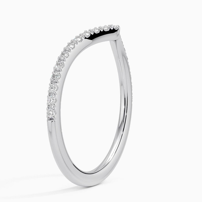 V Shape Diamond Ring, Chevron Wedding Band, Curved Diamond Ring