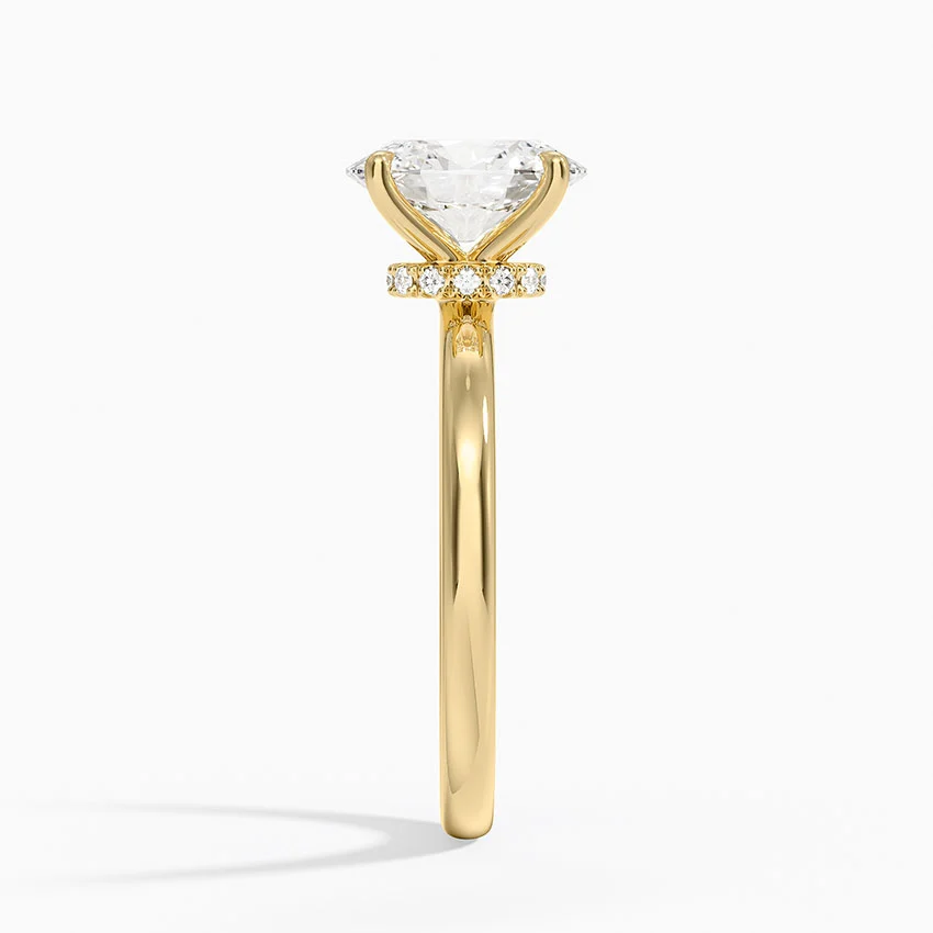 Oval Cut Diamond Solitaire Engagement Ring, 4 Prong Classic Setting, Solid Gold Ring