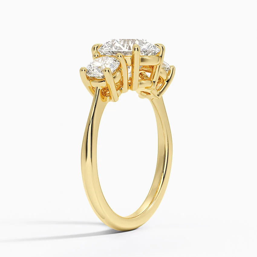 Three Stone Round Diamond Engagement Ring, Classic Trilogy Ring, Bridal Promise Ring