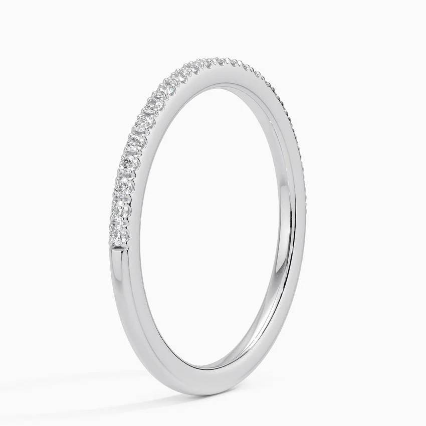Minimalist Diamond Eternity Band Ring, Thin Stackable Wedding Band, Anniversary Gift