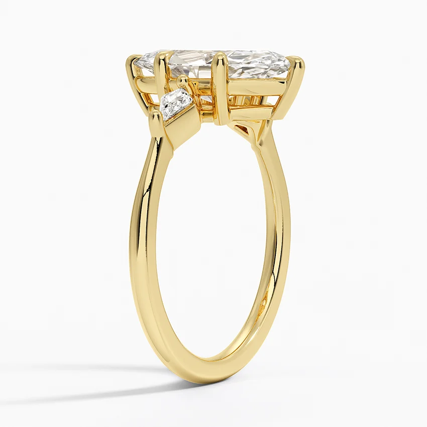 Marquise Cut Diamond Engagement Ring, 3 Stone Ring, Kite Side Diamonds (Copy)
