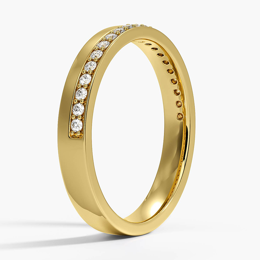 Minimalist Diamond Wedding Band, Channel Set Diamond Ring, Stackable Gold Band
