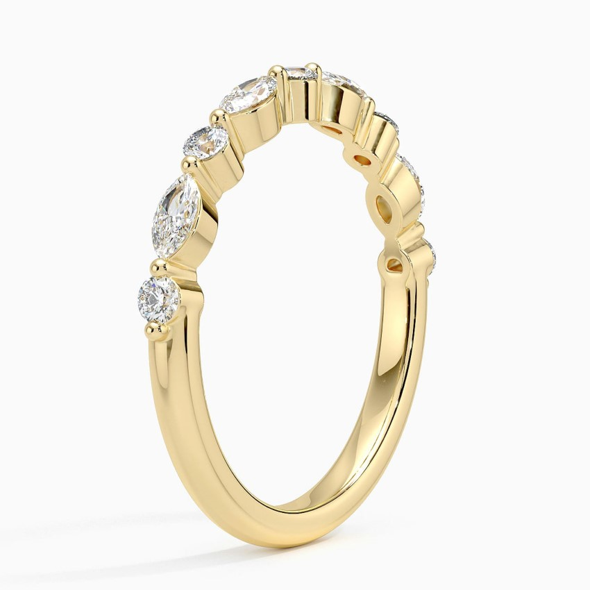 Marquise & Round Diamond Wedding Band, Alternating Diamond Ring, Stackable Anniversary Band
