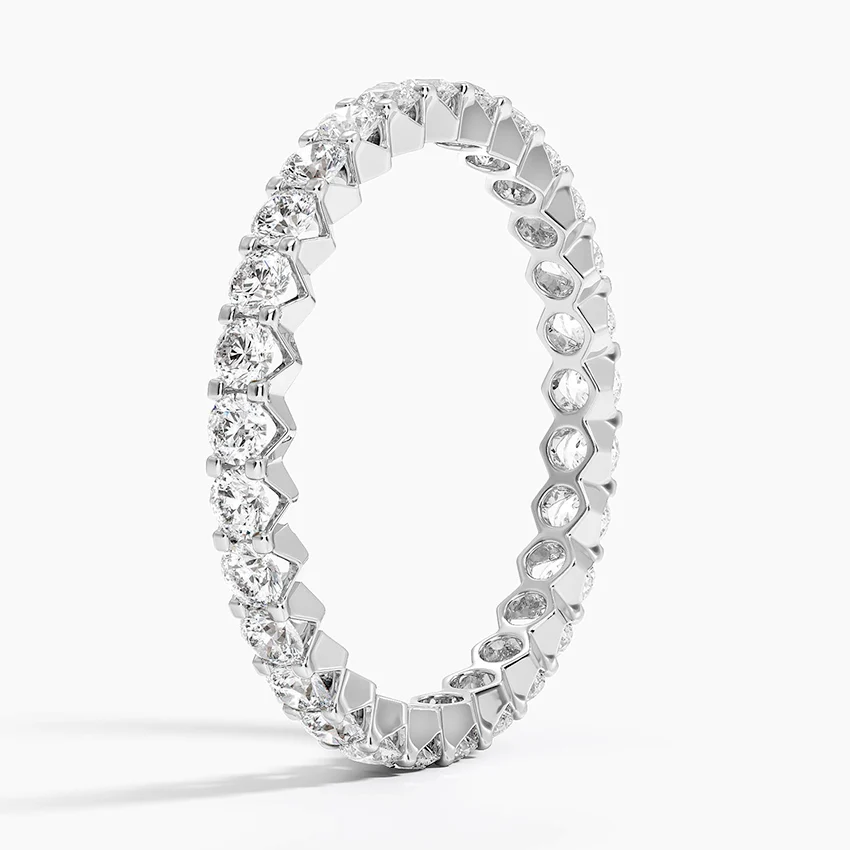 Round Cut Diamond Eternity Band, Full Eternity Wedding Ring, Stackable Anniversary Ring