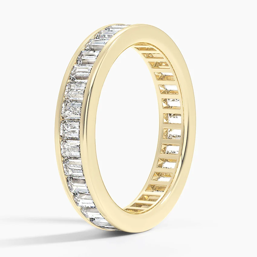Baguette Diamond Eternity Ring, Full Eternity Band, Gold Wedding Band