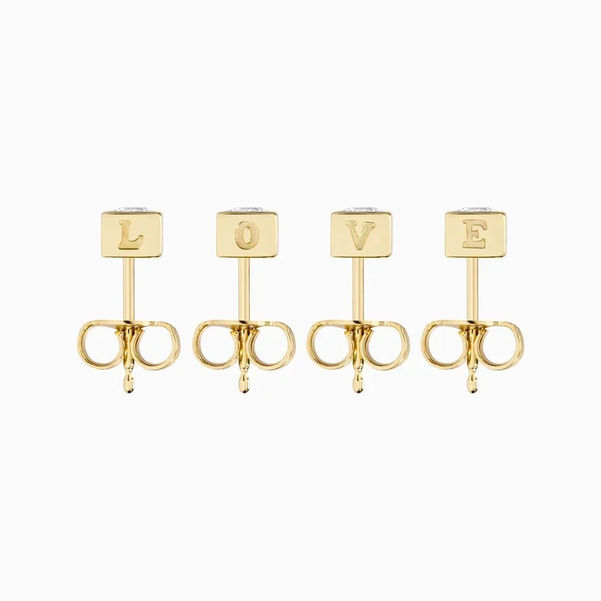 Diamond LOVE Letter Stud Earrings