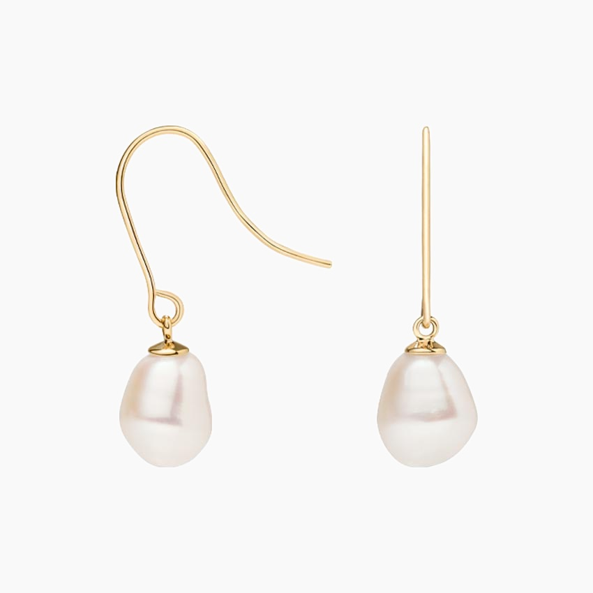 Minimalist Baroque Pearl Drop Hook Earrings