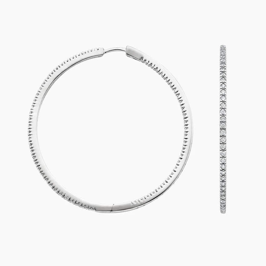 Diamond Hoop Earrings, Thin Pavé Diamond Hoops, Minimalist Gold Hoop Earrings