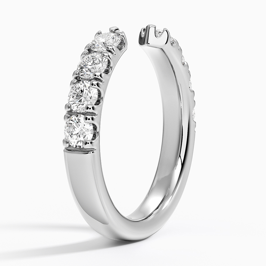 Open Diamond Ring, Minimalist Cuff Ring, Half Eternity Diamond Band