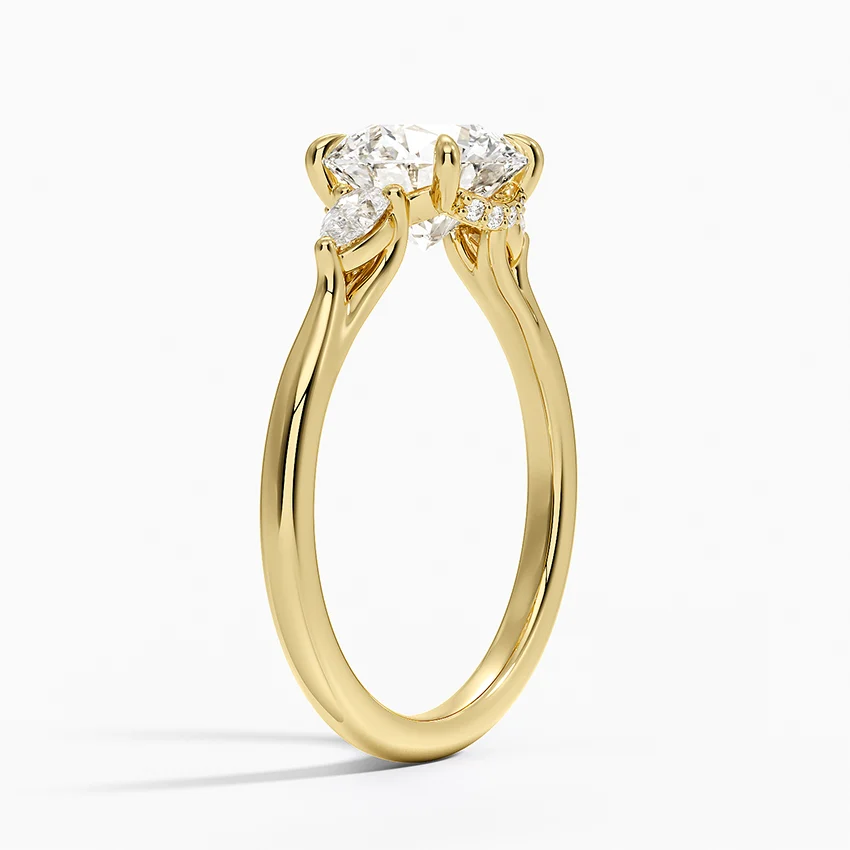 Round Cut Diamond Engagement Ring 3 Stone, Solitaire Diamond Ring, Minimalist Promise Ring