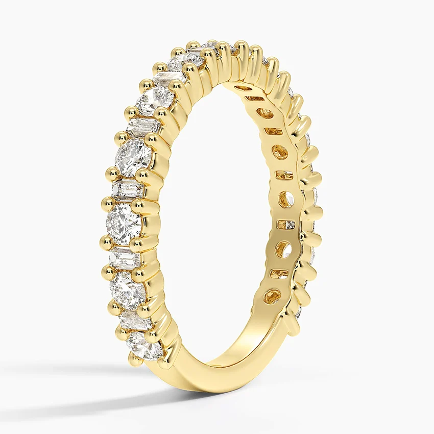 Round & Baguette Diamond Eternity Band, Full Eternity Ring, Wedding Band