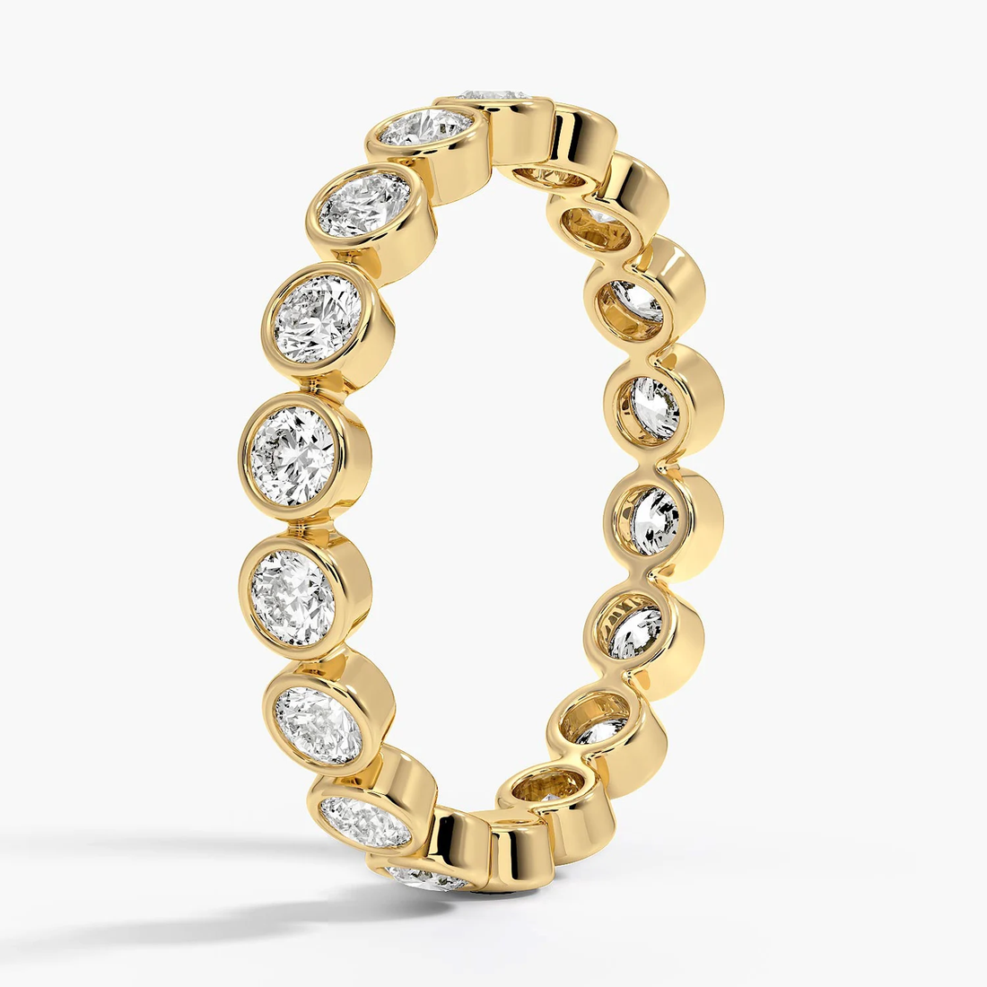 Round Cut Bezel Set Diamond Eternity Band, Full Eternity Wedding Ring, Minimalist Stackable Anniversary Ring