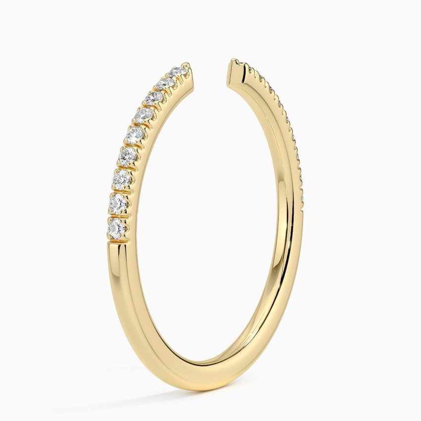Minimalist Diamond Open Cuff Ring, Half Eternity Adjustable Ring, Stackable Diamond Band