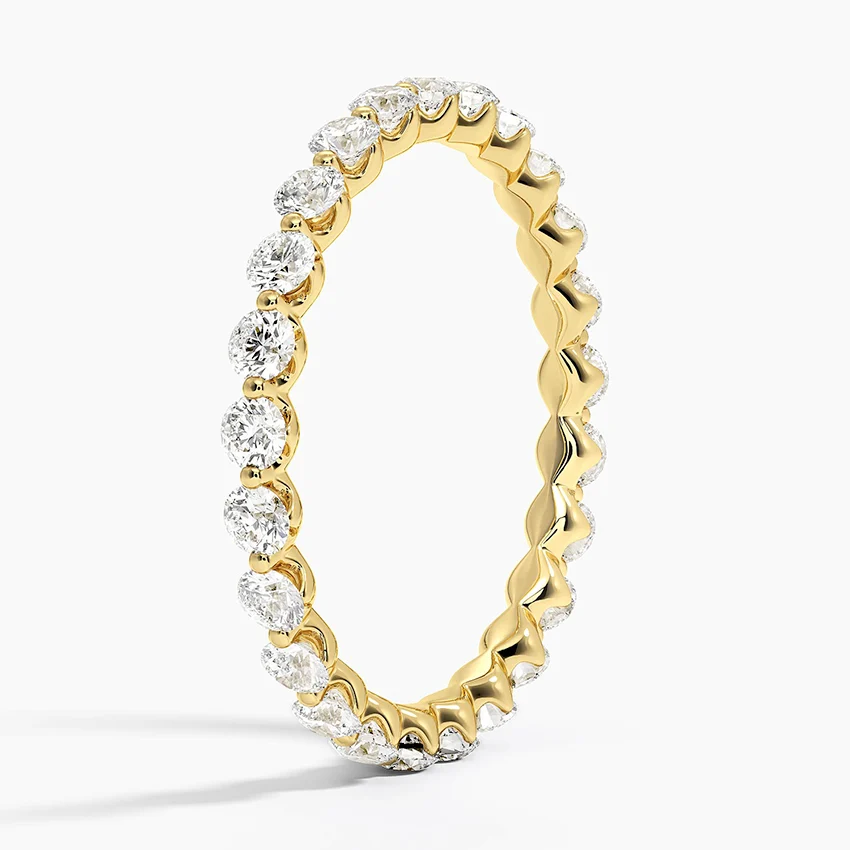 Round Diamond Half Eternity Band, Twisted Rope Wedding Ring, Minimalist Stackable Anniversary Band