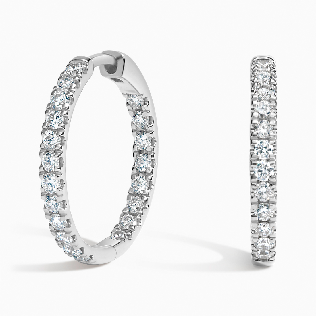 Diamond Hoop Earrings, Inside Out Diamond Hoops, Minimalist Diamond Earrings