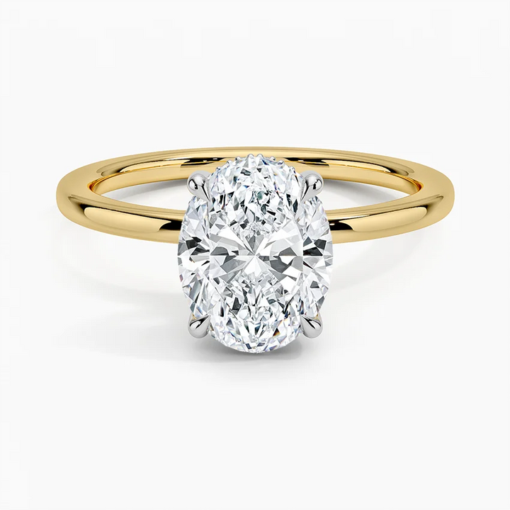Oval Cut Solitaire Diamond Engagement Ring, Classic 4 Prong Minimalist Ring, Bridal Promise Ring
