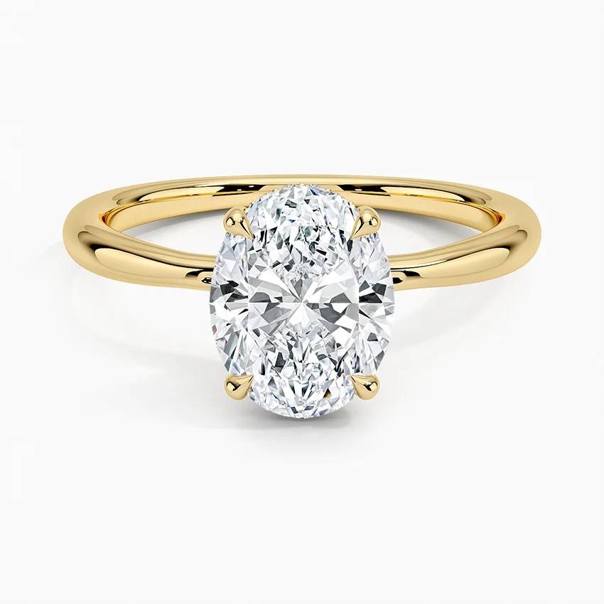 Oval Cut Diamond Solitaire Engagement Ring, 4 Prong Oval Diamond Ring, Minimalist Bridal Ring