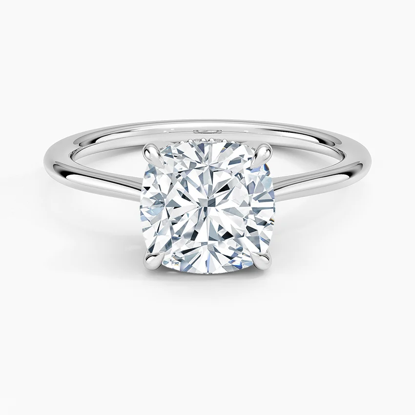 Round Cut Solitaire Diamond Engagement Ring, 4 Prong Minimalist Ring, Classic Gold Proposal Ring