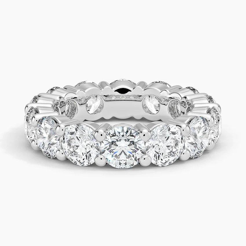 Round Brilliant Diamond Eternity Ring, Full Band Wedding Ring, Luxury Stackable Band