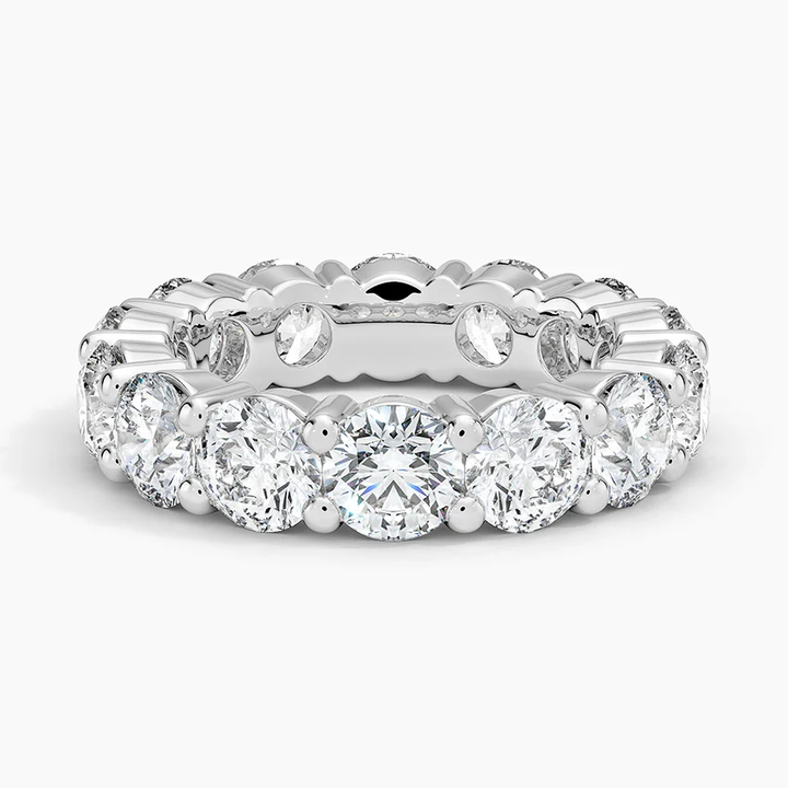 Round Brilliant Diamond Eternity Ring, Full Band Wedding Ring, Luxury Stackable Band