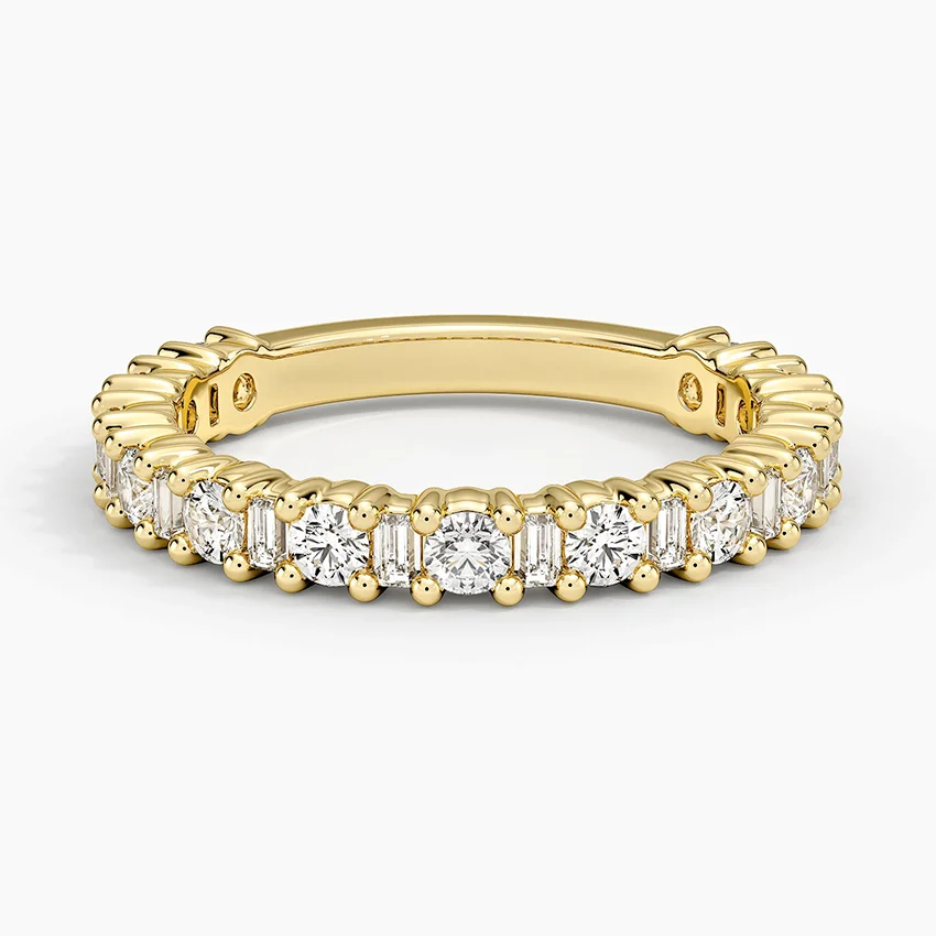 Round & Baguette Diamond Eternity Band, Full Eternity Ring, Wedding Band