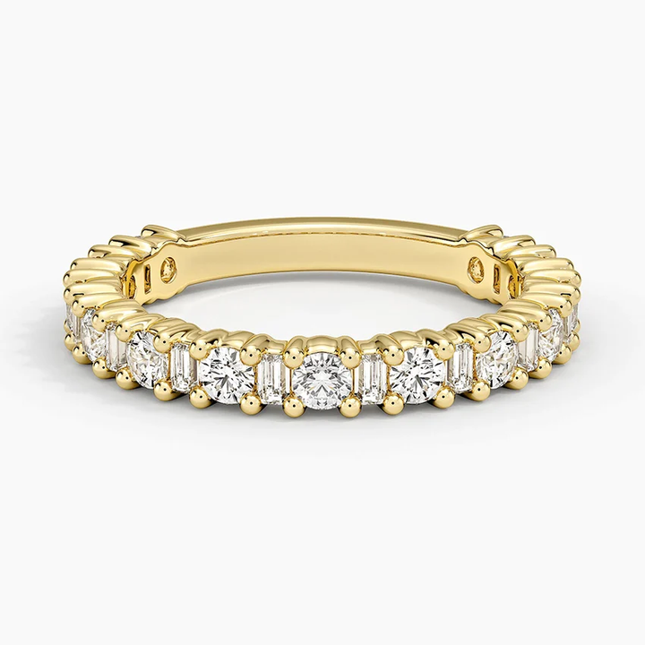 Round & Baguette Diamond Eternity Band, Full Eternity Ring, Wedding Band