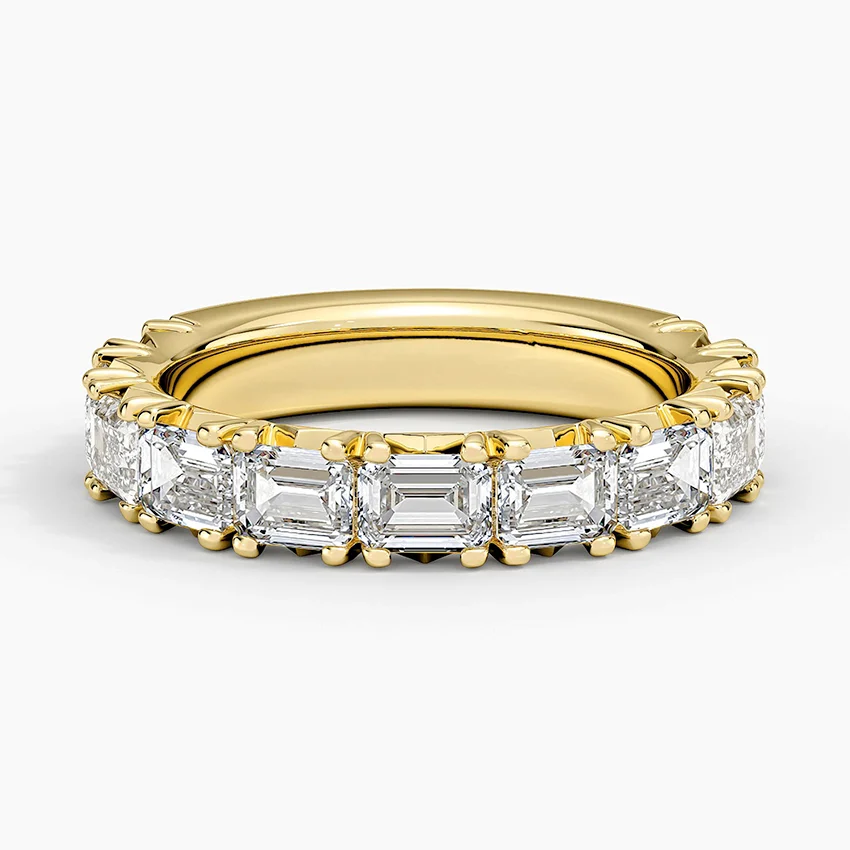 Emerald Cut Diamond Eternity Band Ring, Full Eternity Wedding Band, Baguette Diamond Ring