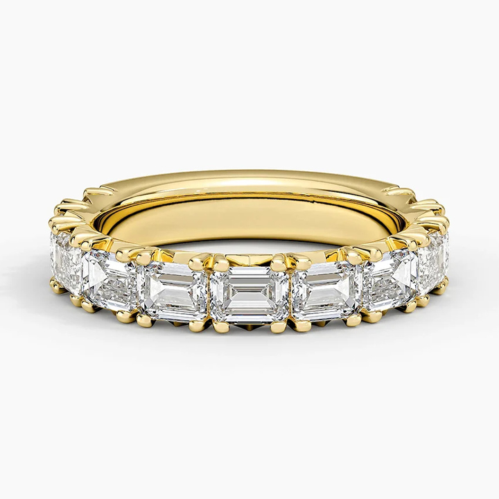 Emerald Cut Diamond Eternity Band Ring, Full Eternity Wedding Band, Baguette Diamond Ring