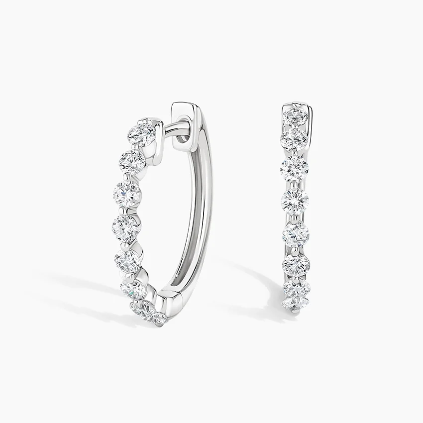 Diamond Huggie Hoop Earrings, Minimalist Diamond Hoops, Everyday Luxury Earrings