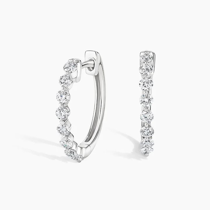 Diamond Huggie Hoop Earrings, Minimalist Diamond Hoops, Everyday Luxury Earrings