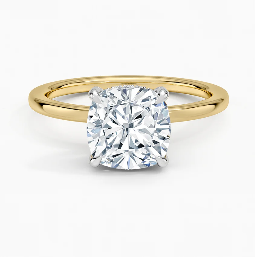 Round Cut Solitaire Diamond Engagement Ring, Classic 4 Prong Setting, Minimalist Proposal Ring