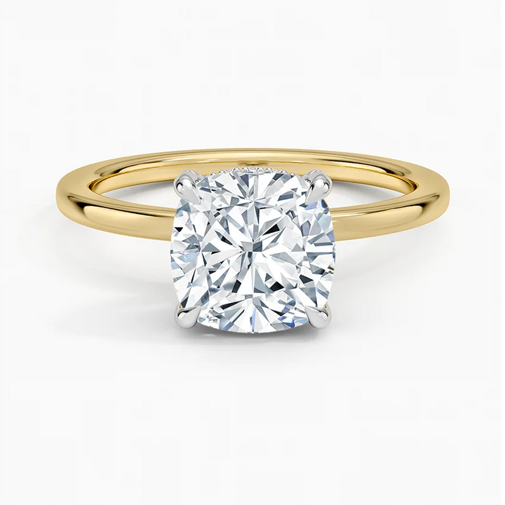 Round Cut Solitaire Diamond Engagement Ring, Classic 4 Prong Setting, Minimalist Proposal Ring