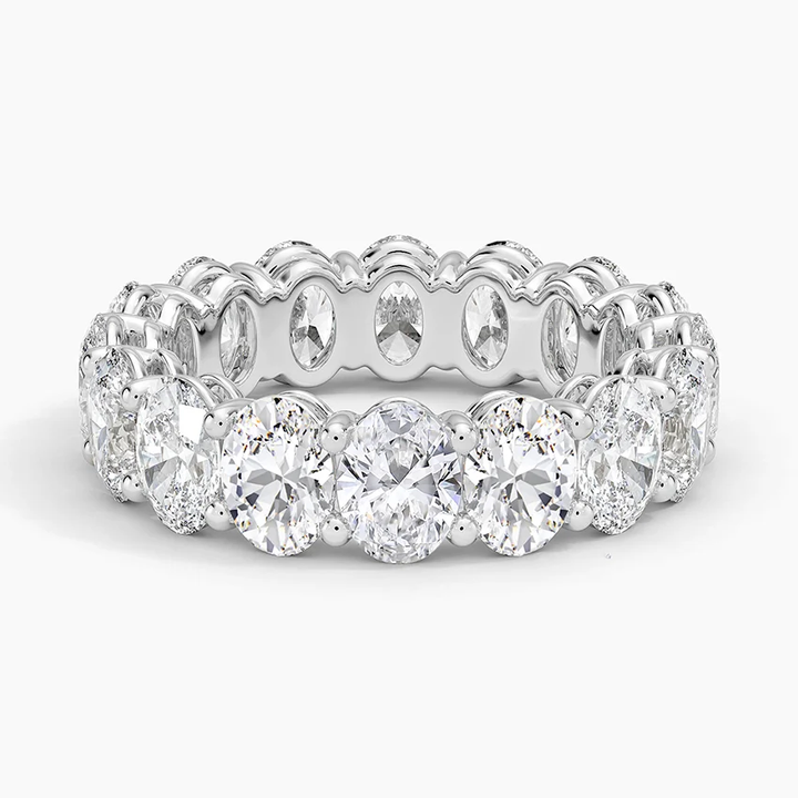Oval Diamond Eternity Band, Full Eternity Ring, Wedding Band