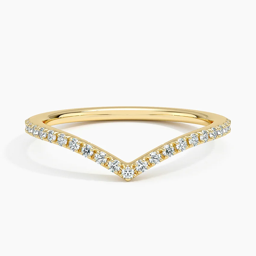V Shape Diamond Ring, Chevron Wedding Band, Curved Diamond Ring