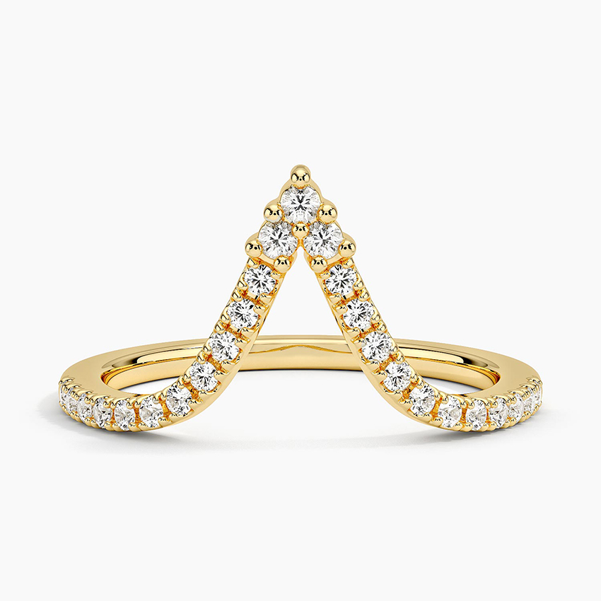 V Shape Diamond Ring, Chevron Wedding Band, Curved Diamond Ring