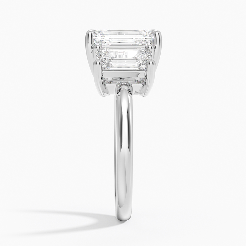 Emerald Cut Three Stone Diamond Ring, Step Cut Trilogy Engagement Ring, Minimalist Luxury Statement Ring