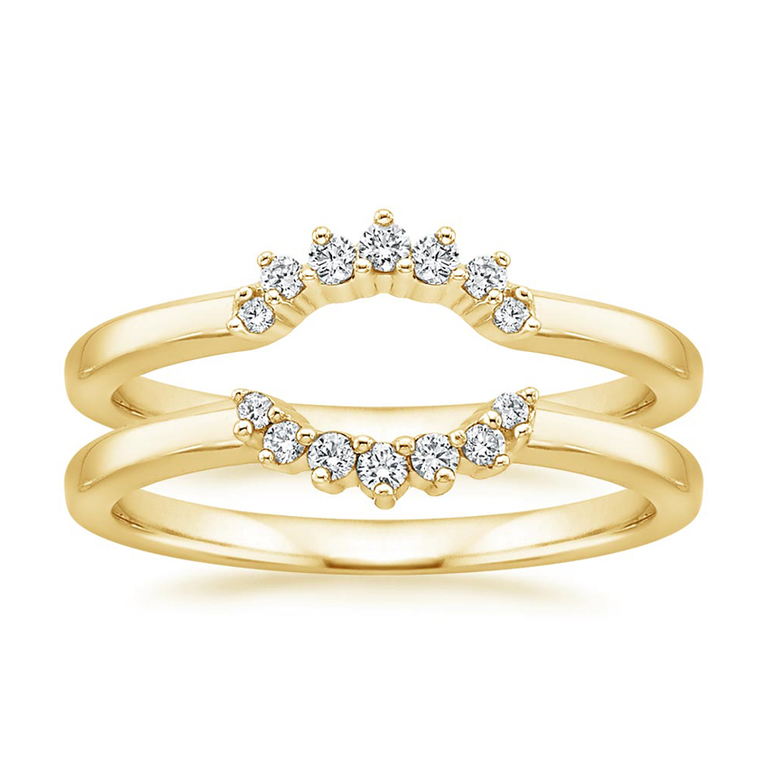 Curved Diamond Ring, Double Crown Wedding Band, Minimalist Stacking Ring