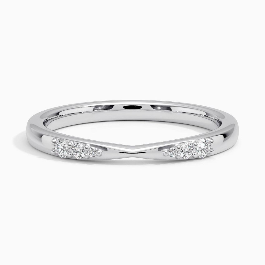 V-Shaped Diamond Wedding Band, Chevron Diamond Ring, Curved Stacking Ring