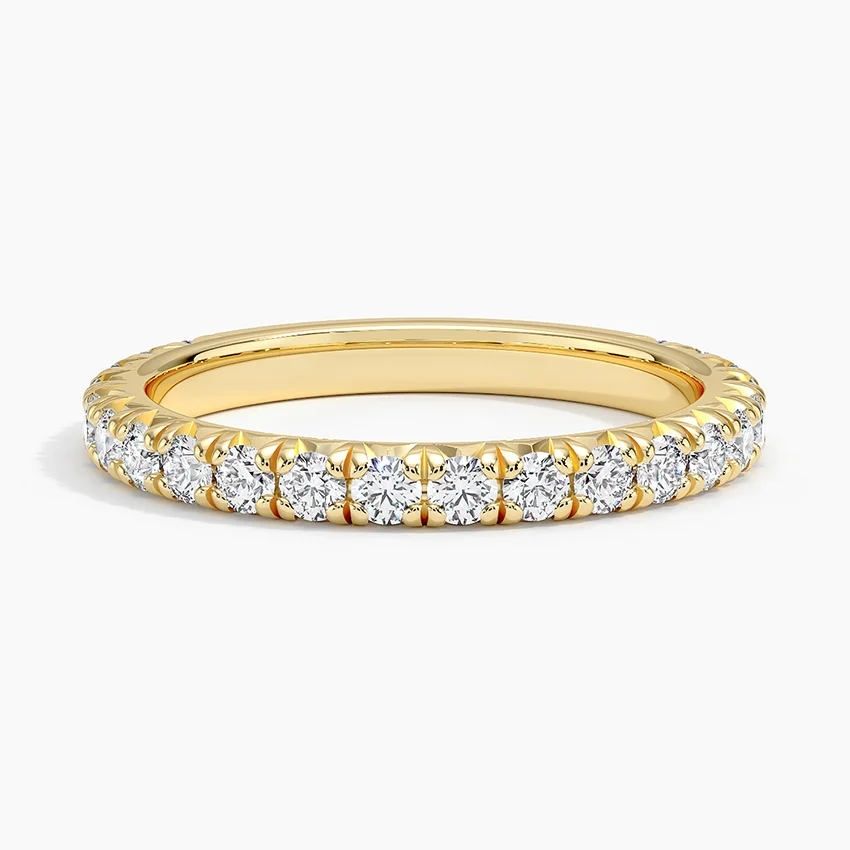 Minimalist Diamond Wedding Band, Half Eternity Ring, Gold Diamond Band