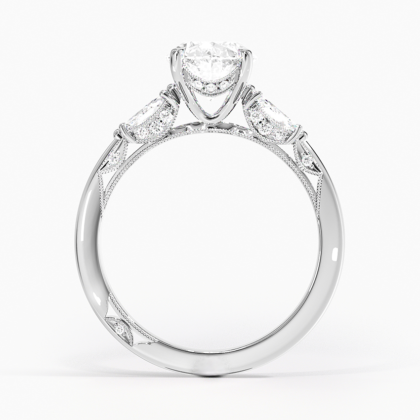Oval Cut Diamond Engagement Ring, Three Stone Ring, Marquise Side Diamond Ring