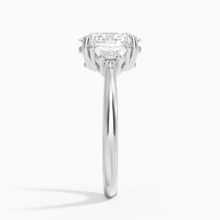 Oval Cut Three Stone Diamond Engagement Ring, Classic Trilogy Ring, Minimal Prong Setting