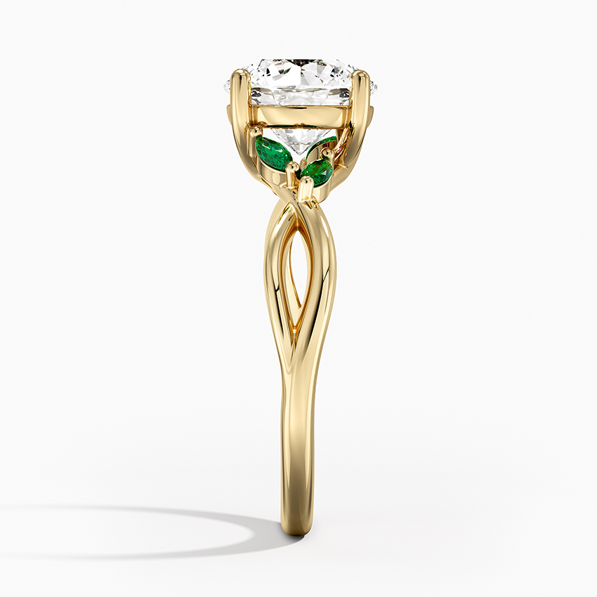 Infinity Twist Moissanite Engagement Ring with Green Marquise Accents in 14K/18K Gold
